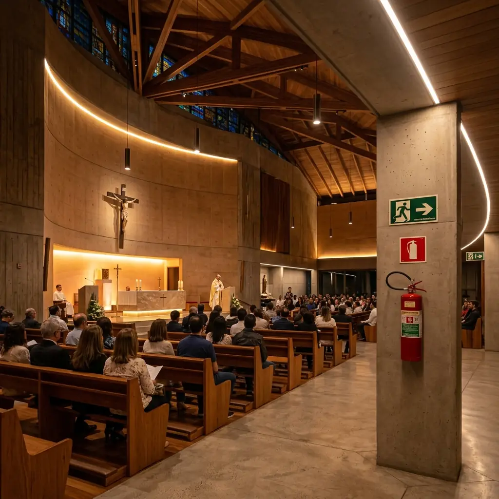 Igreja preparada para evento religioso temporario
